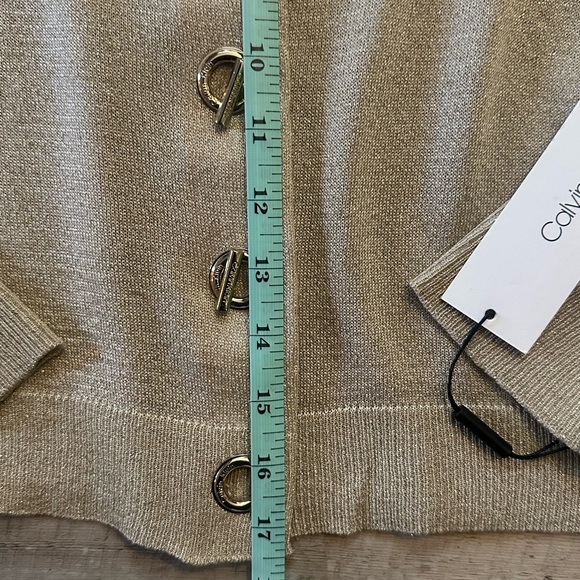 NWT Calvin Klein Gold and Beige Metallic M Cardigan - Picture 4 of 7